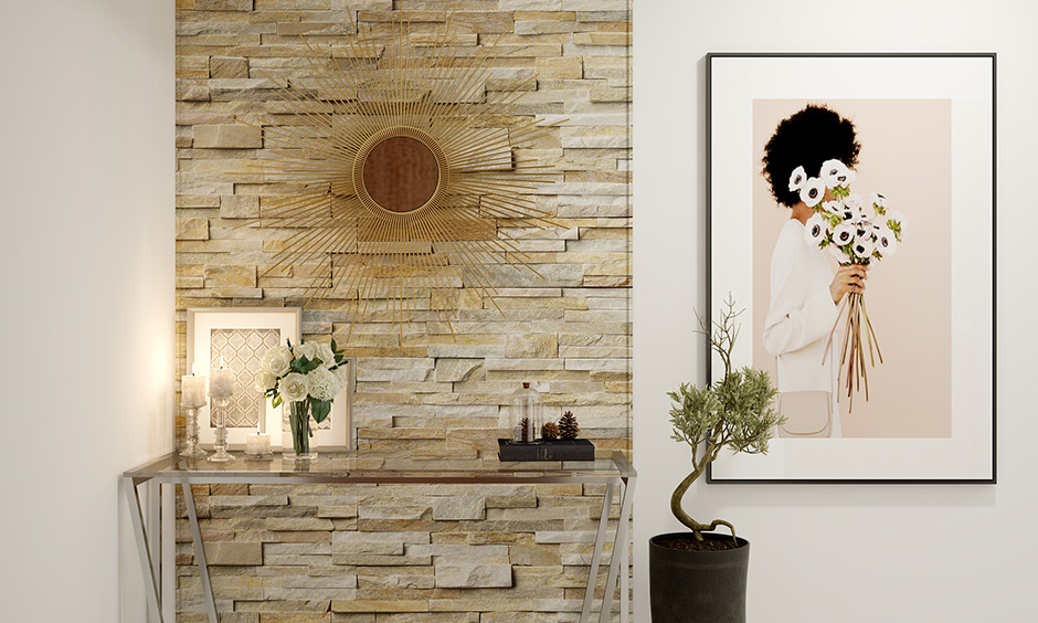 Adding lighting fixtures around the console table to illuminate the area