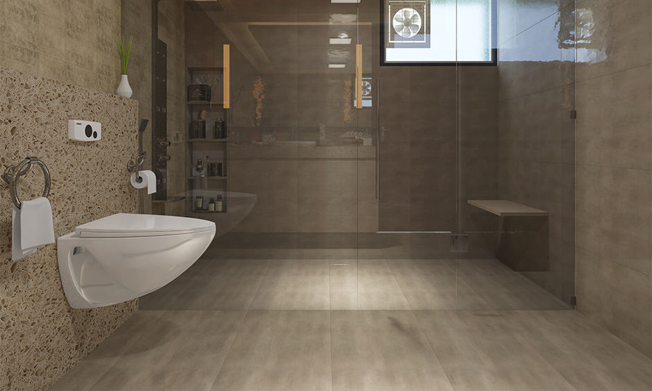 Greyish brown marble bathroom design adding character to the space