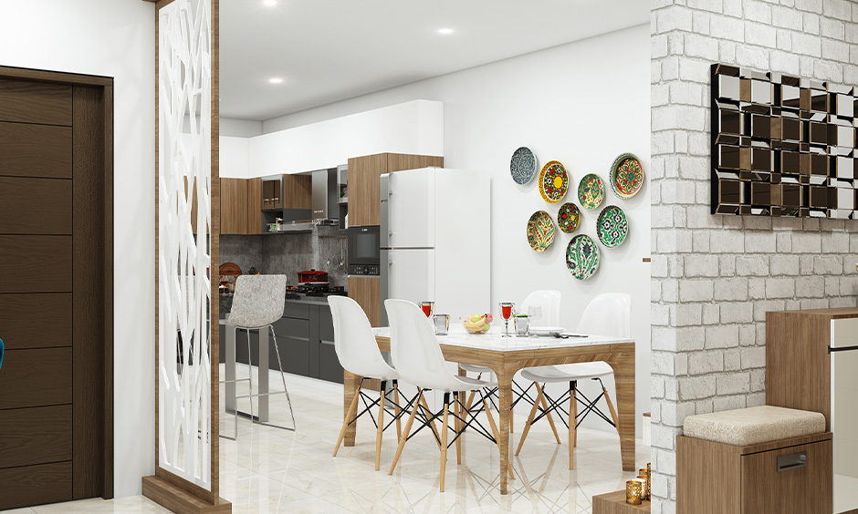 Light and airy wood kitchen table in industrial style, a perfect addition to any cosy dining space