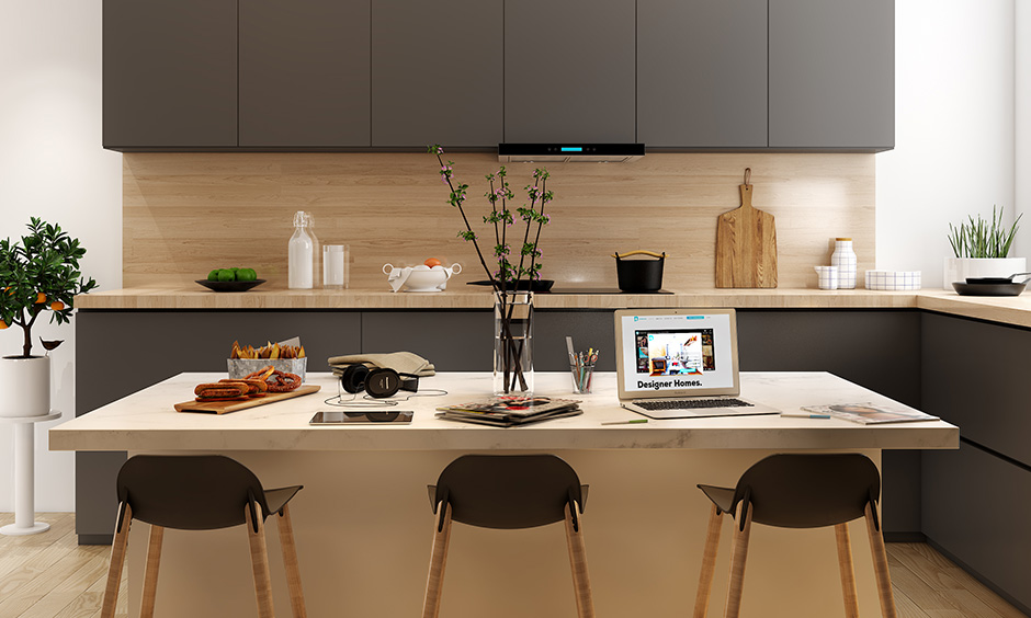 Kitchen counter table with a natural organic edge and beautiful wood grain