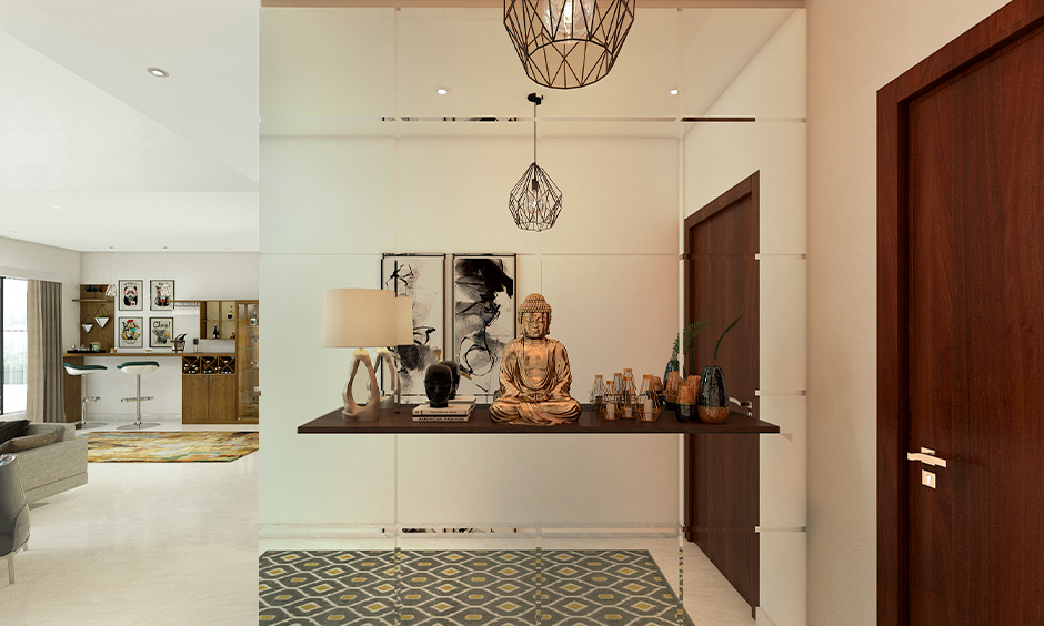 Layering items on the console table to get creative