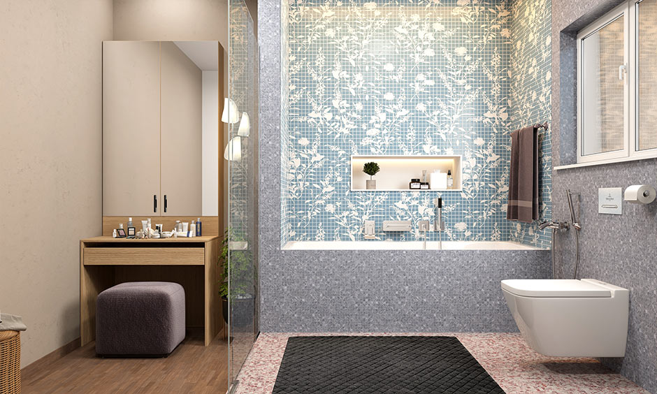 Unique shower design with printed mosaic tiles