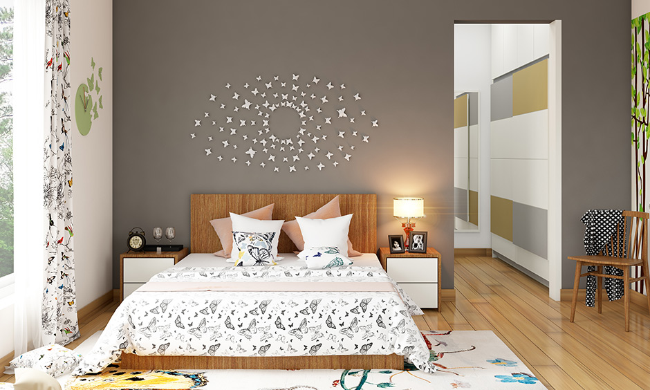 Bedroom has a simple wooden chair design with a cosy natural finish