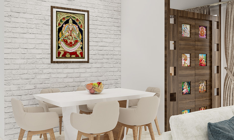 Luxurious edge small kitchen table in white colour with comfy chairs has a timeless appeal