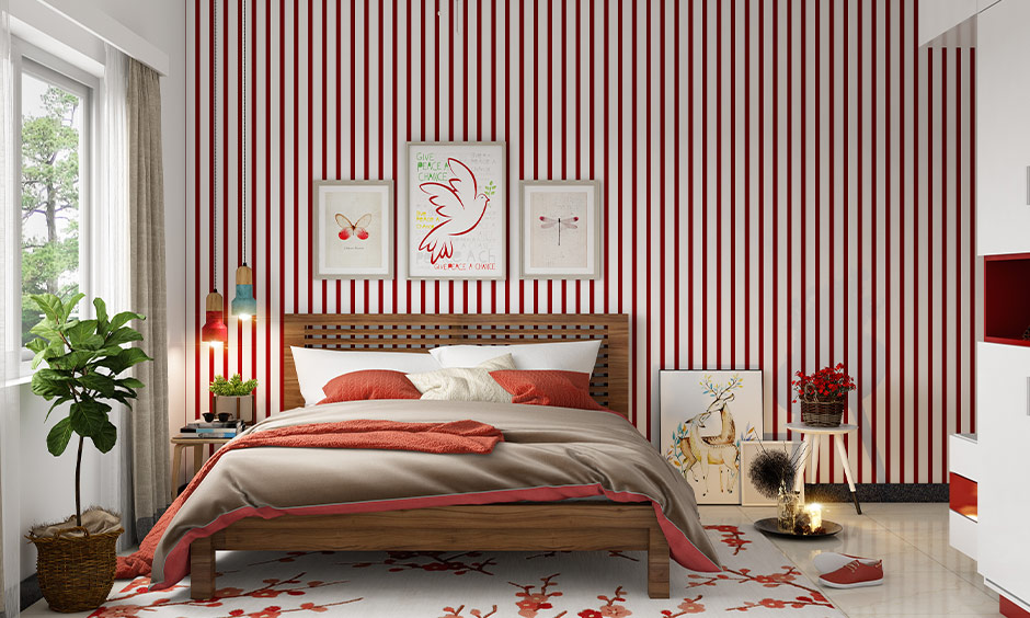 Wooden bed furniture design with a uniquely carved headrest