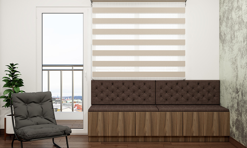 Wooden couch design with storage for living room