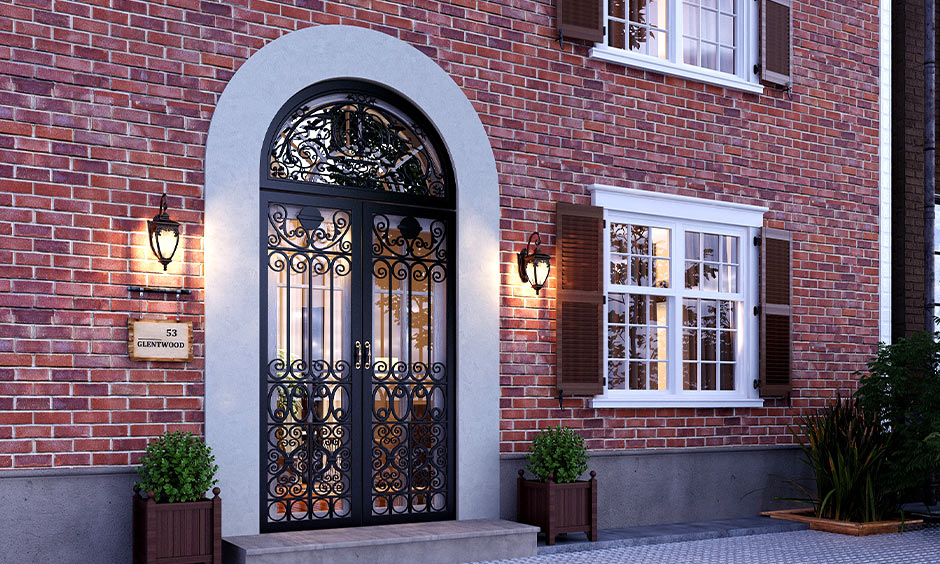 Safety metal door design made of wrought iron that gives old-world charm