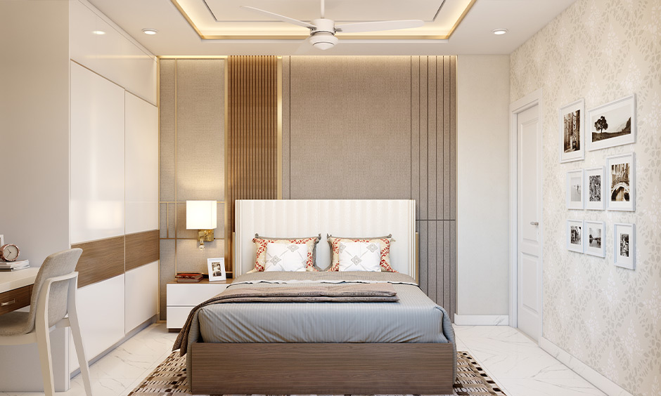 Aesthetic bedroom decor with portraits to add dimension to he empty space