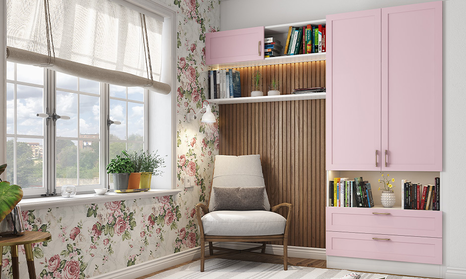 Aesthetic room decor in pastel colour with a cosy nook