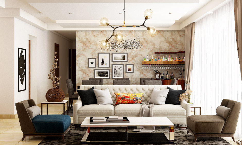 Wooden sofa set designs which is armless and have plush seats