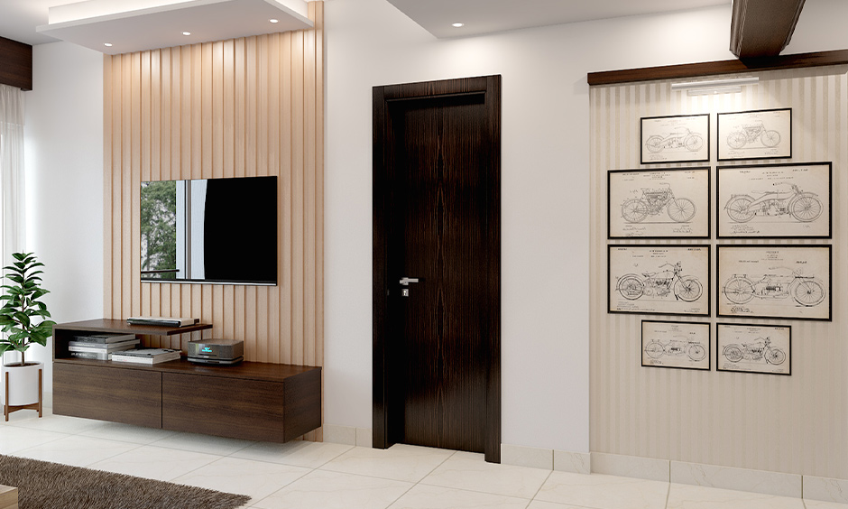 Customised wooden wall art design complements your living room decor