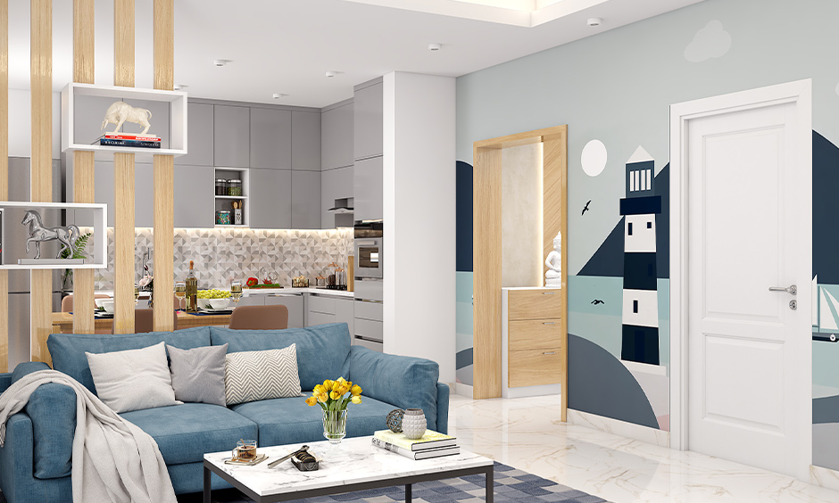 Nautical style interior design for living room to bring in charm to the space