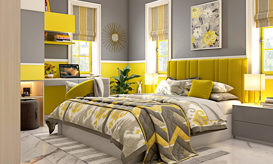 Yellow colour psychology in interior bedroom design illuminates spaces and creates a cheerful atmosphere