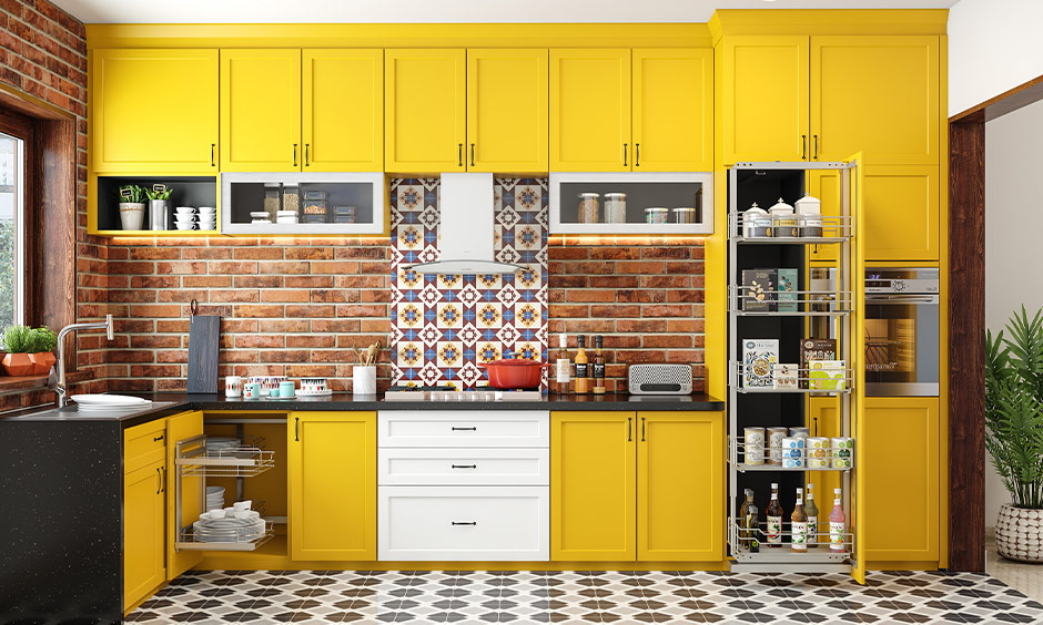 Yellow kitchen cabinets for sunny dispositions for uplifting atmosphere