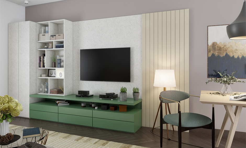 Consider using dark colour tiles for the living room to create a cosy atmosphere