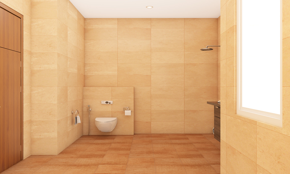 Light brown porcelain tile for bathroom: Non-Reflective, Non-Slip, Earthy Warmth