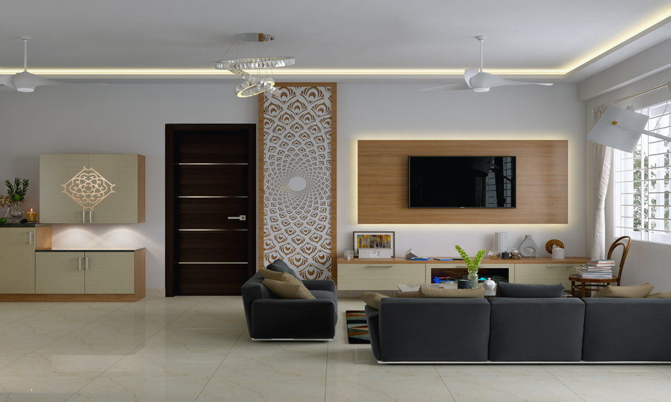 Modern wooden laminate door design for living room which looks classy