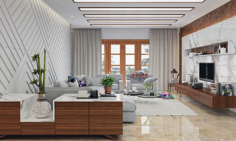Select natural stone tiles for living room that gives a touch of elegance and luxury