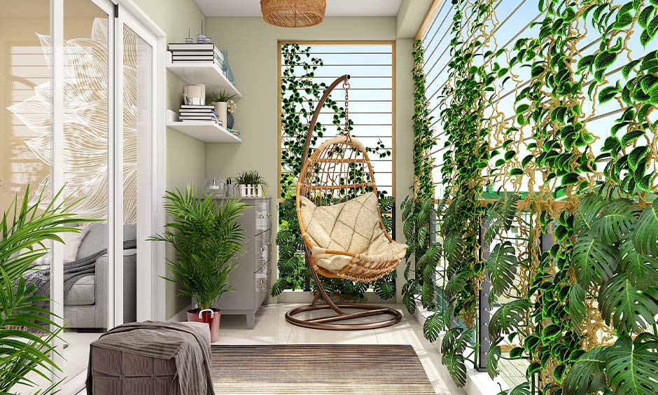 Simple balcony privacy idea is to have the railing covered with creepers