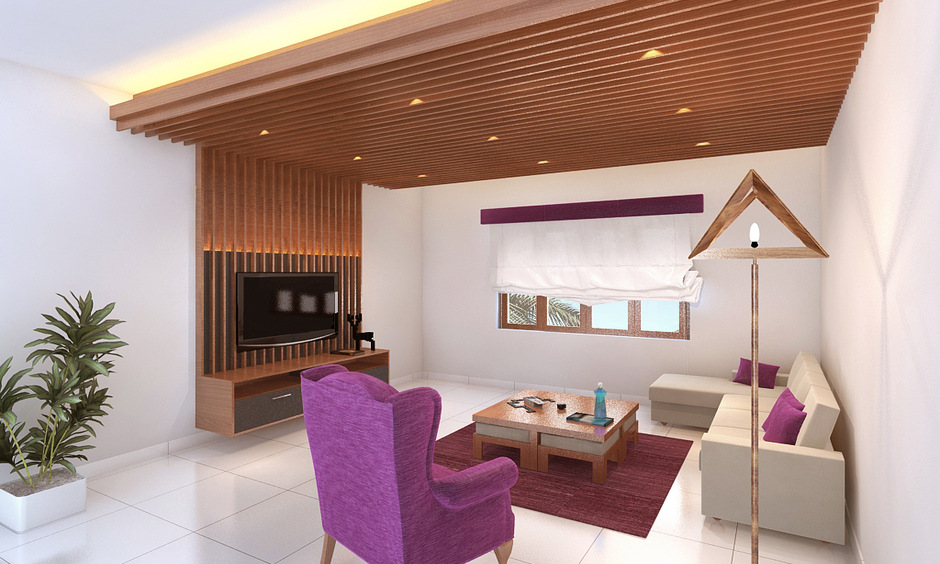 Living room tiles design with cohesive grout colour