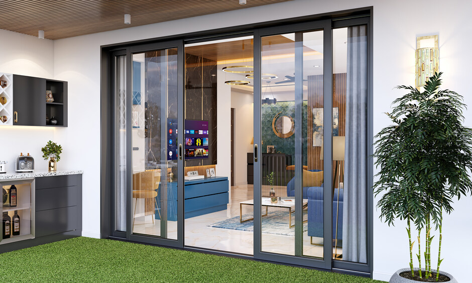 Toughened glass door designs between the living room and balcony