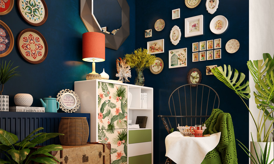 Colour-based concept of interior design for a home corner