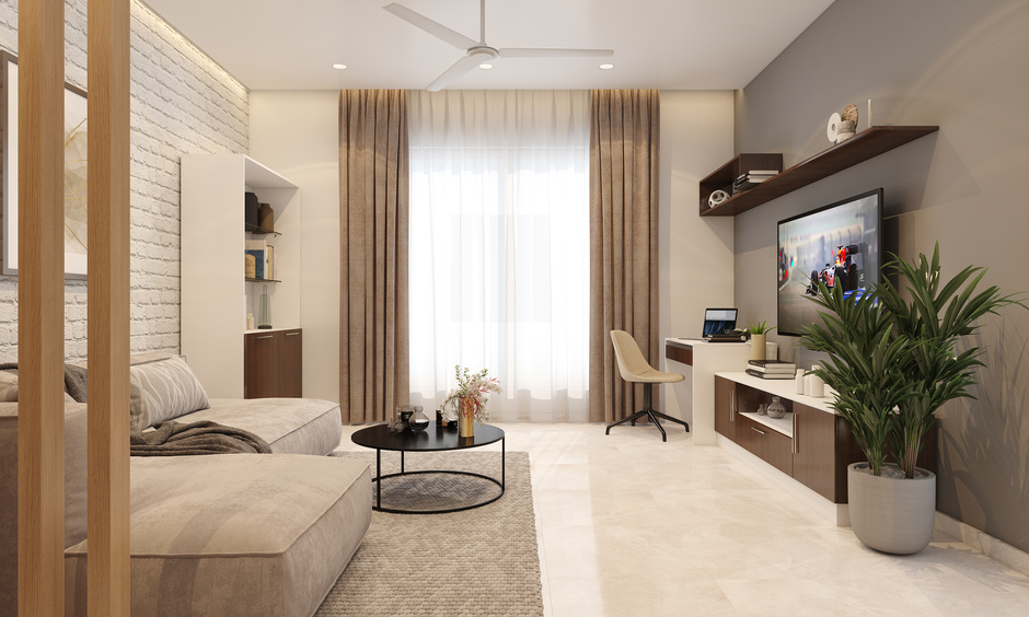 Combining Ivory colour tiles against white walls promotes a sense of spaciousness