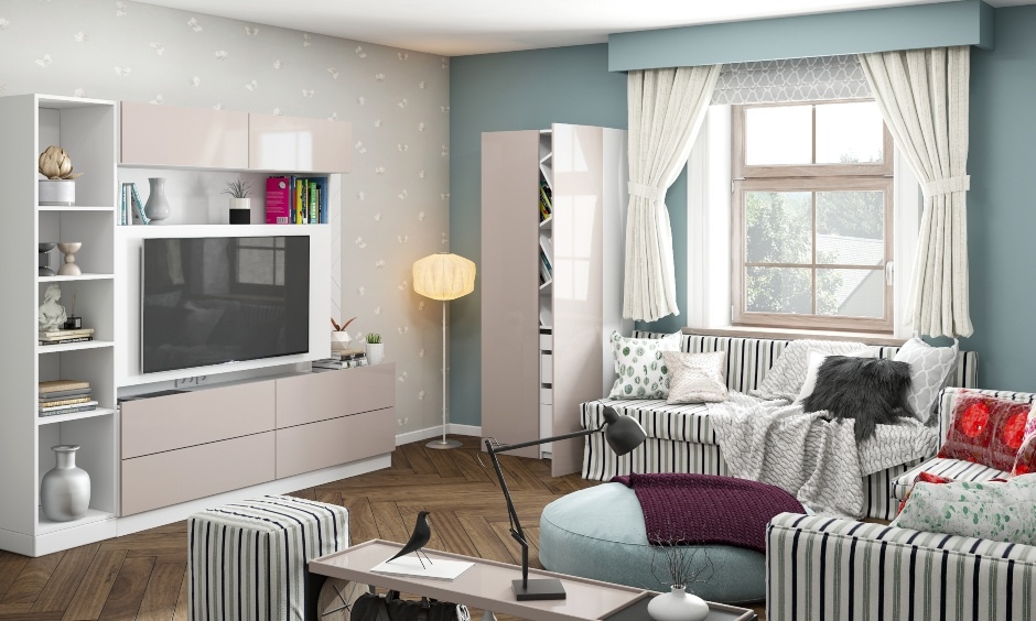 Small drawing room design with patterns and textures for a luxe look