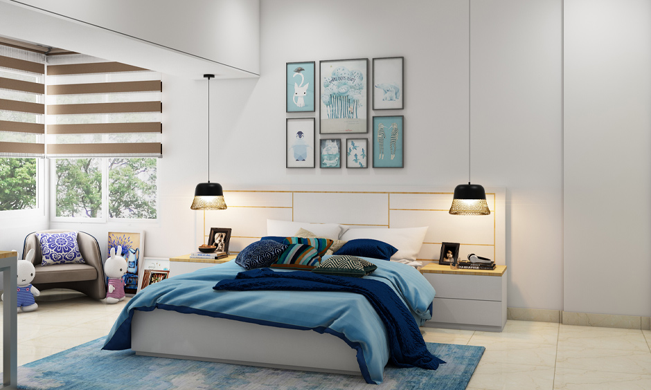 Modern kid’s room wall decor concept with animal posters and pendant lights bring calming and curious minds