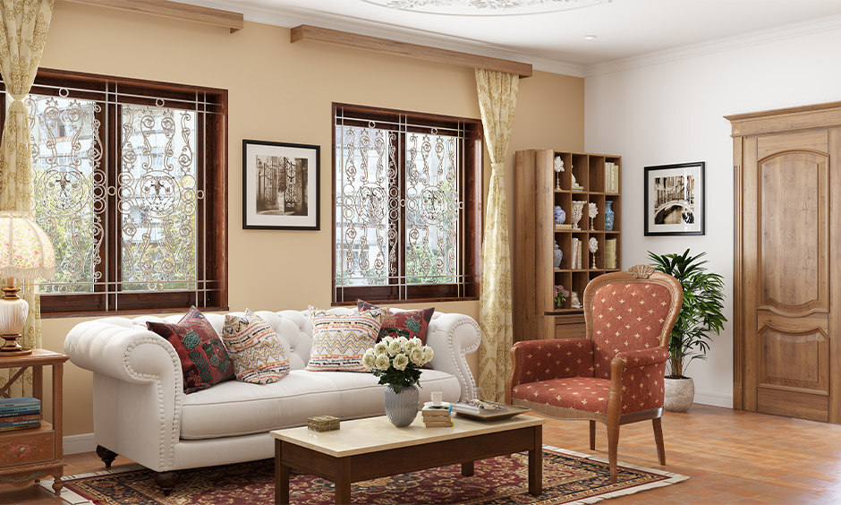 Modern window grill design adds an extra protection layer for a window