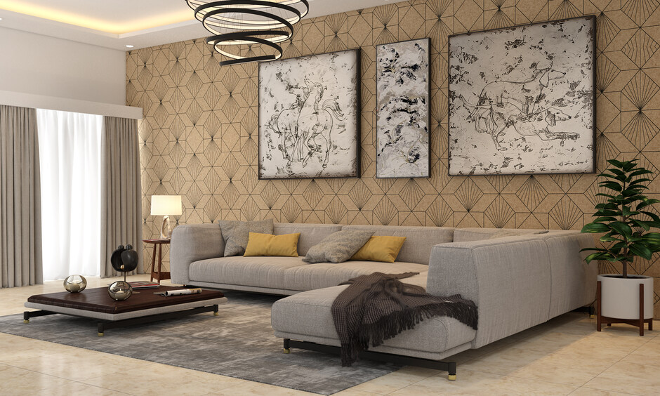 Small drawing room with creative wall art to add a personal touch