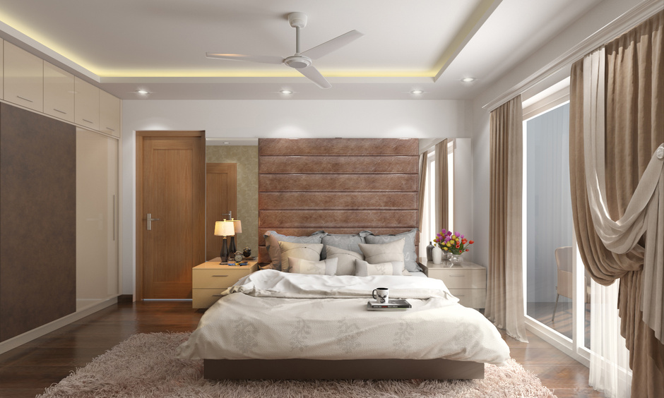Small side cabinet design for bedroom with quirky table lamp to complete the look