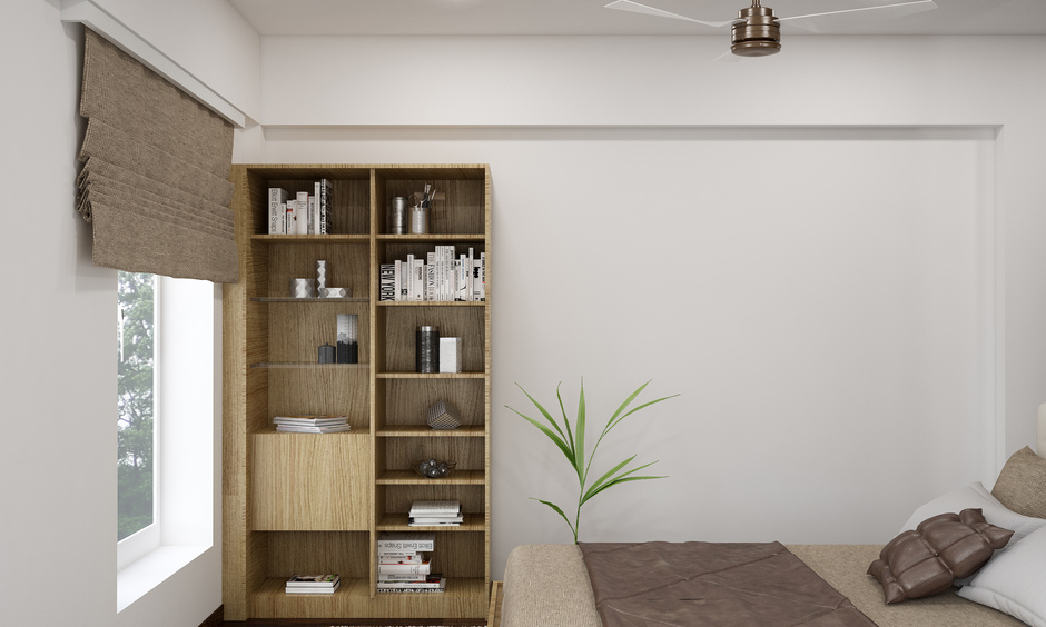 Open cabinet design for bedroom which is made up of wood
