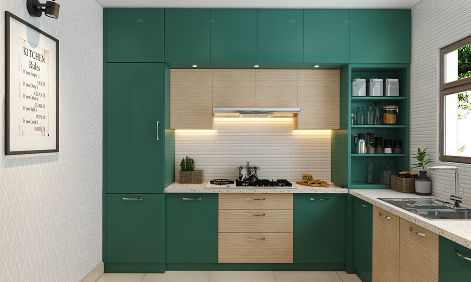 Kitchen work triangle: stove, sink, refrigerator. Efficient flow design for primary work areas in the kitchen