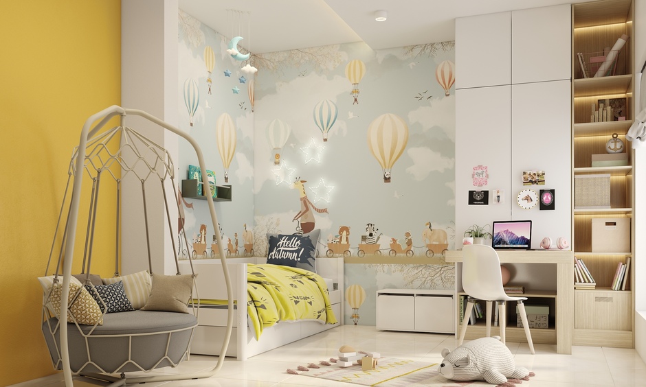 Hanging chair with stand creates luxurious atmosphere in bedroom