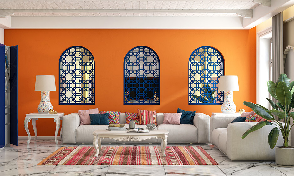 Decorative wall mirror panel with colour for glamorous look