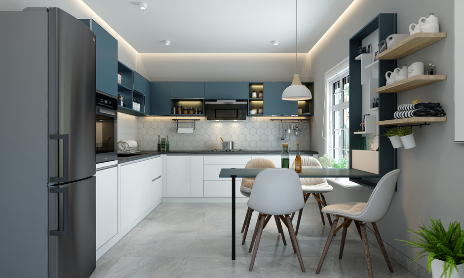 Kitchen work triangle with an island creates a valuable addition to the space