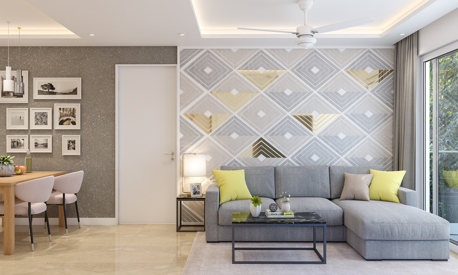 Living room mirror wall panels add contemporary sophistication to the living room