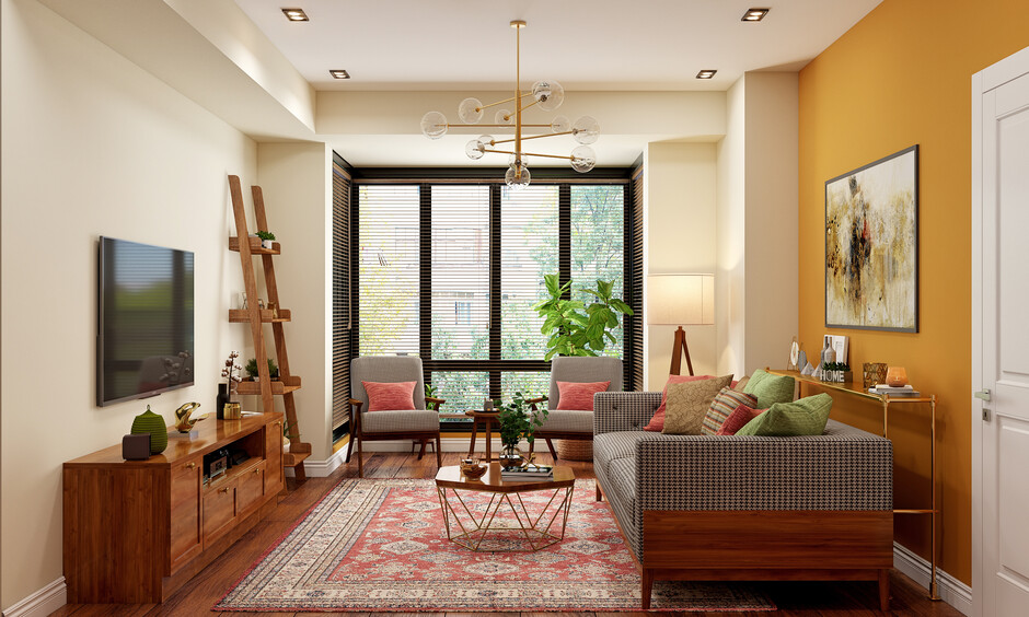 Mid-century fusion wooden sofa table design for compact homes