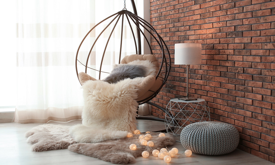 Plush indoor hanging chair amps up style meter of any space
