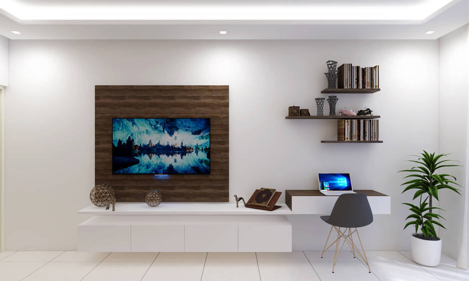 Dual-purpose low console table with storage that extends as a study table