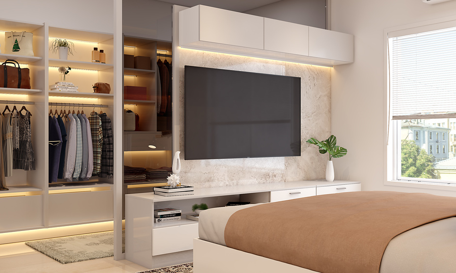 Bedroom TV cabinet design for ample storage space for luxurious living