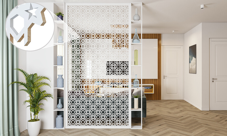 MDF board partition designs for a flexible solution to divide a space