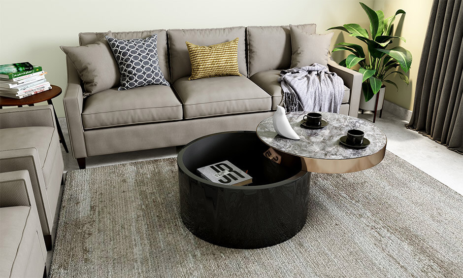 Tea table design having marble for a minimalist and sophisticated look