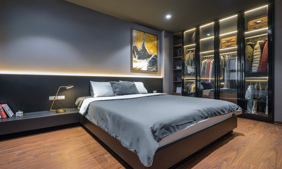 LED cabinet design for small bedroom for enhanced aesthetics