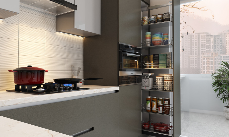 Modular kitchen pantry unit design which is space-saving