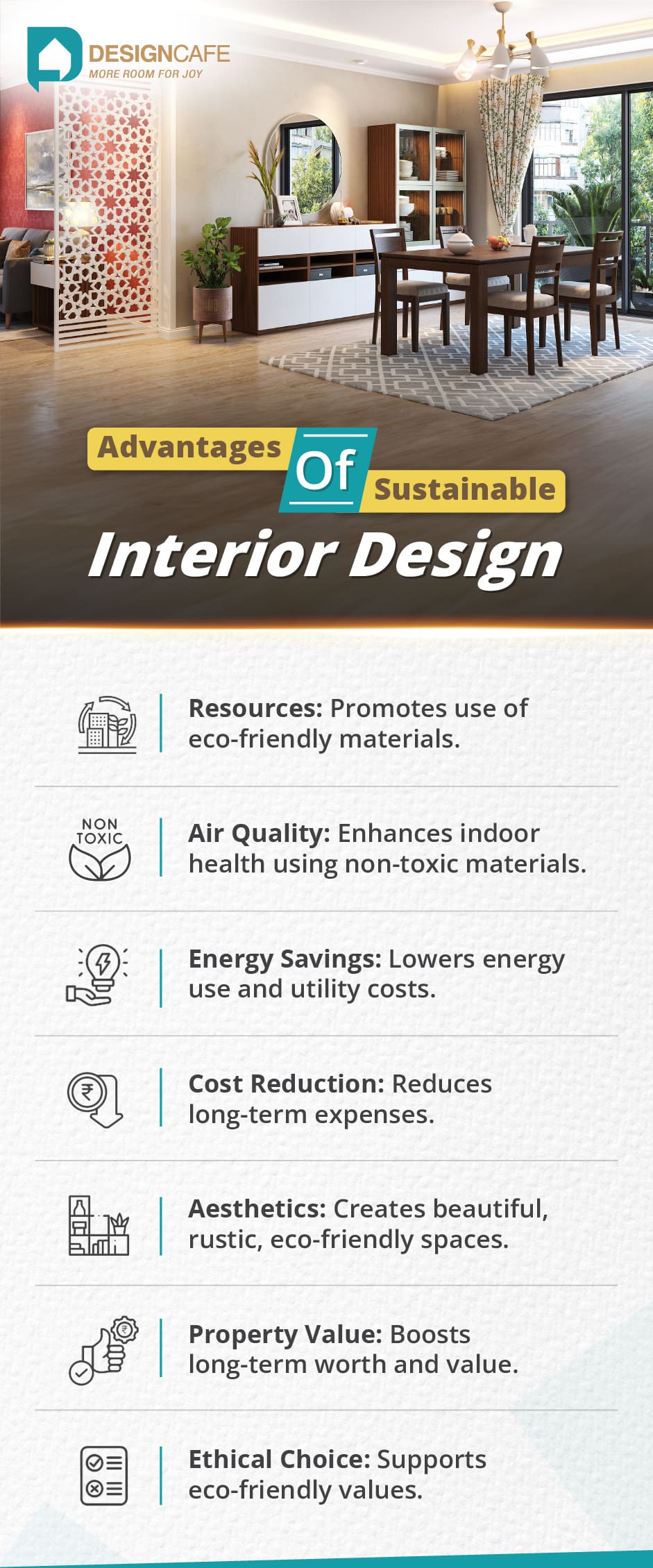 What are the advantages of sustainable interior design