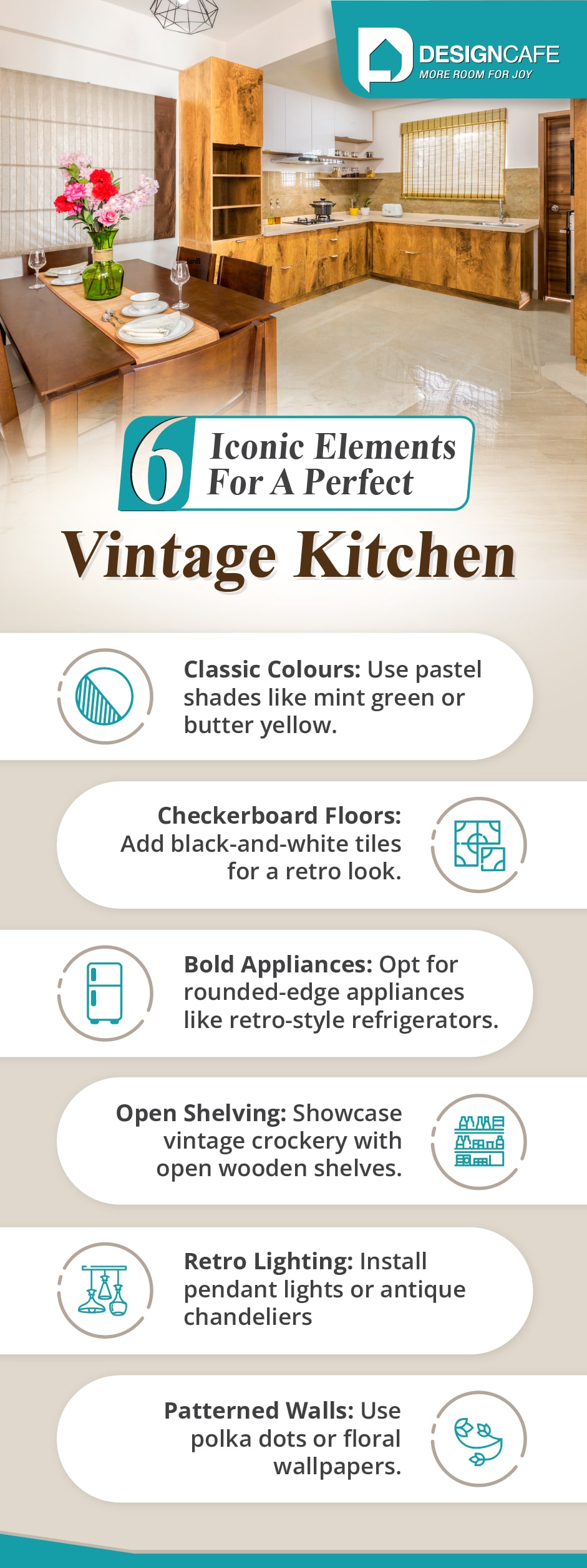 6 Iconic elements for creating a perfect vintage kitchen design.