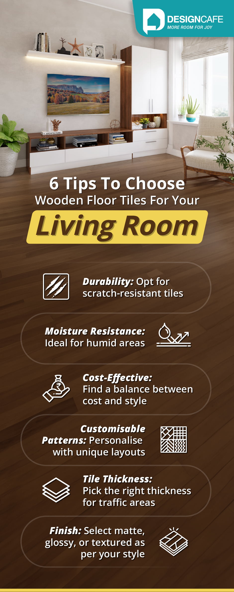 6 tips to choose wooden floor tiles for your living room