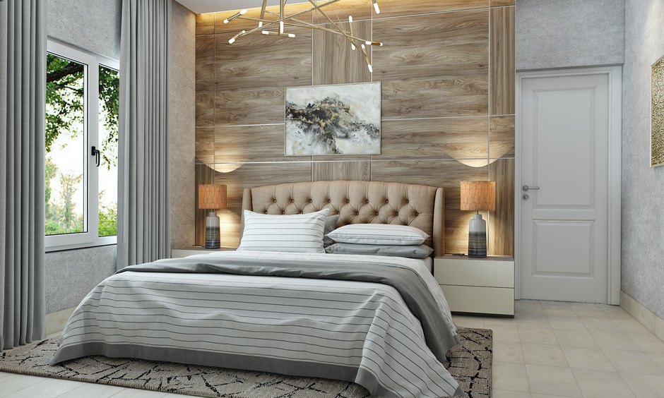 Trending bedroom interior design 2024, which includes dramatic headboards